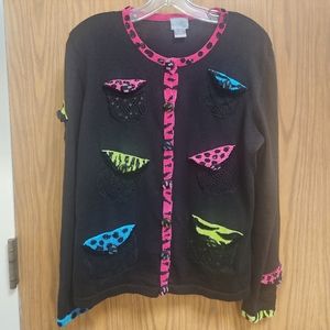 Berek Beaded pockets details Cardigan Sweater Sz L